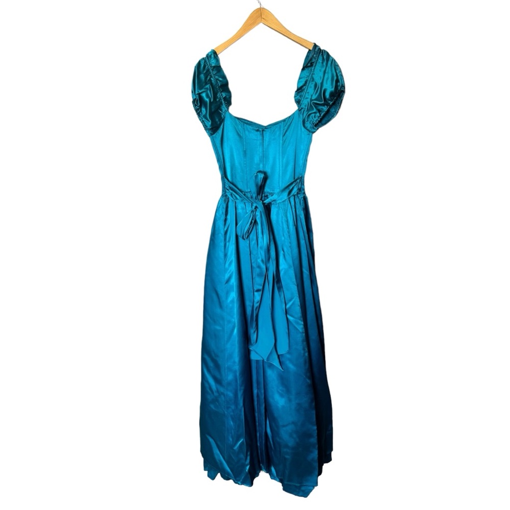 1960s Gunne Sax Romantic Renaissance Bridal Collection Tooled Satin Dress - Picture 3 of 11